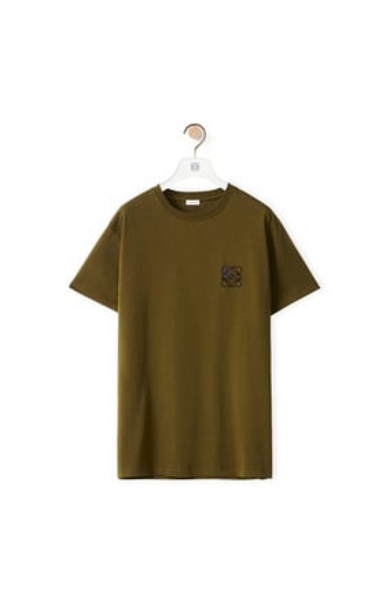 Camiseta Loewe Anagram T-shirt in cotton Hombre Kaki Oscuro Verde | 196JHEZWB