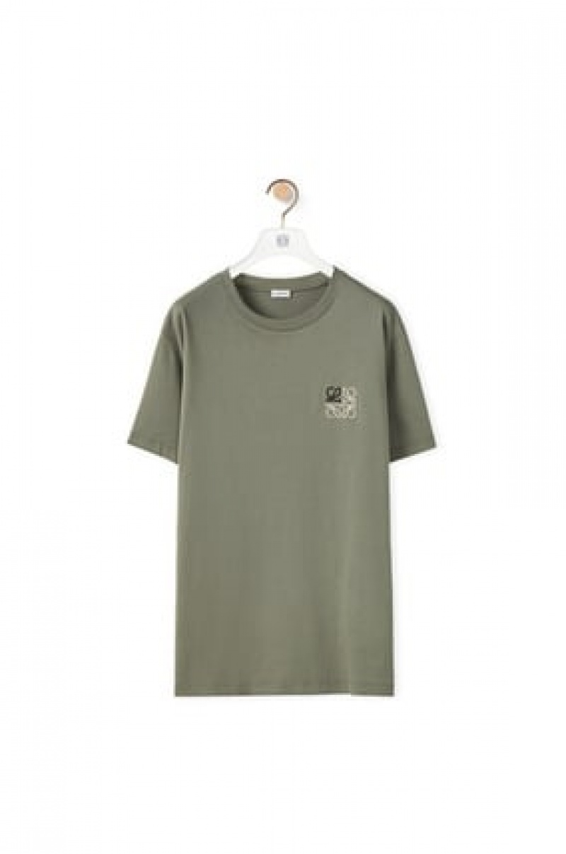 Camiseta Loewe Anagram T-shirt in cotton Hombre Verde | 431AIRXOY