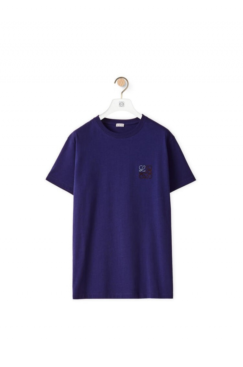 Camiseta Loewe Anagram T-shirt in cotton Hombre Azul Real Azules | 316TBOQEK