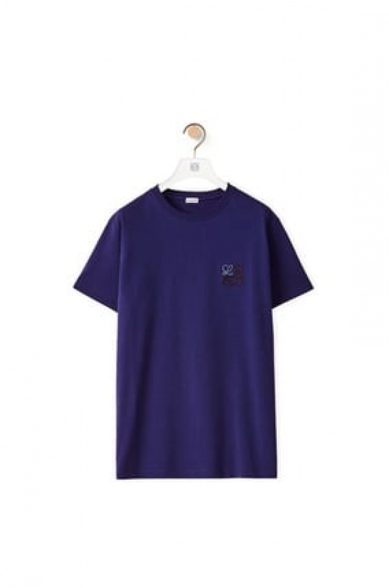 Camiseta Loewe Anagram T-shirt in cotton Hombre Azul Real Azules | 316TBOQEK