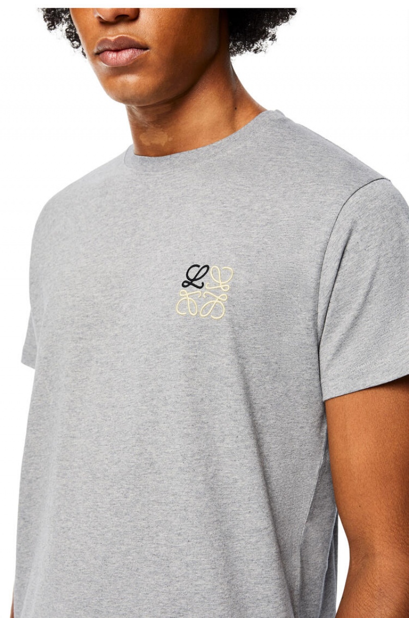 Camiseta Loewe Anagram T-shirt in cotton Hombre Gris | 376YPVCEK