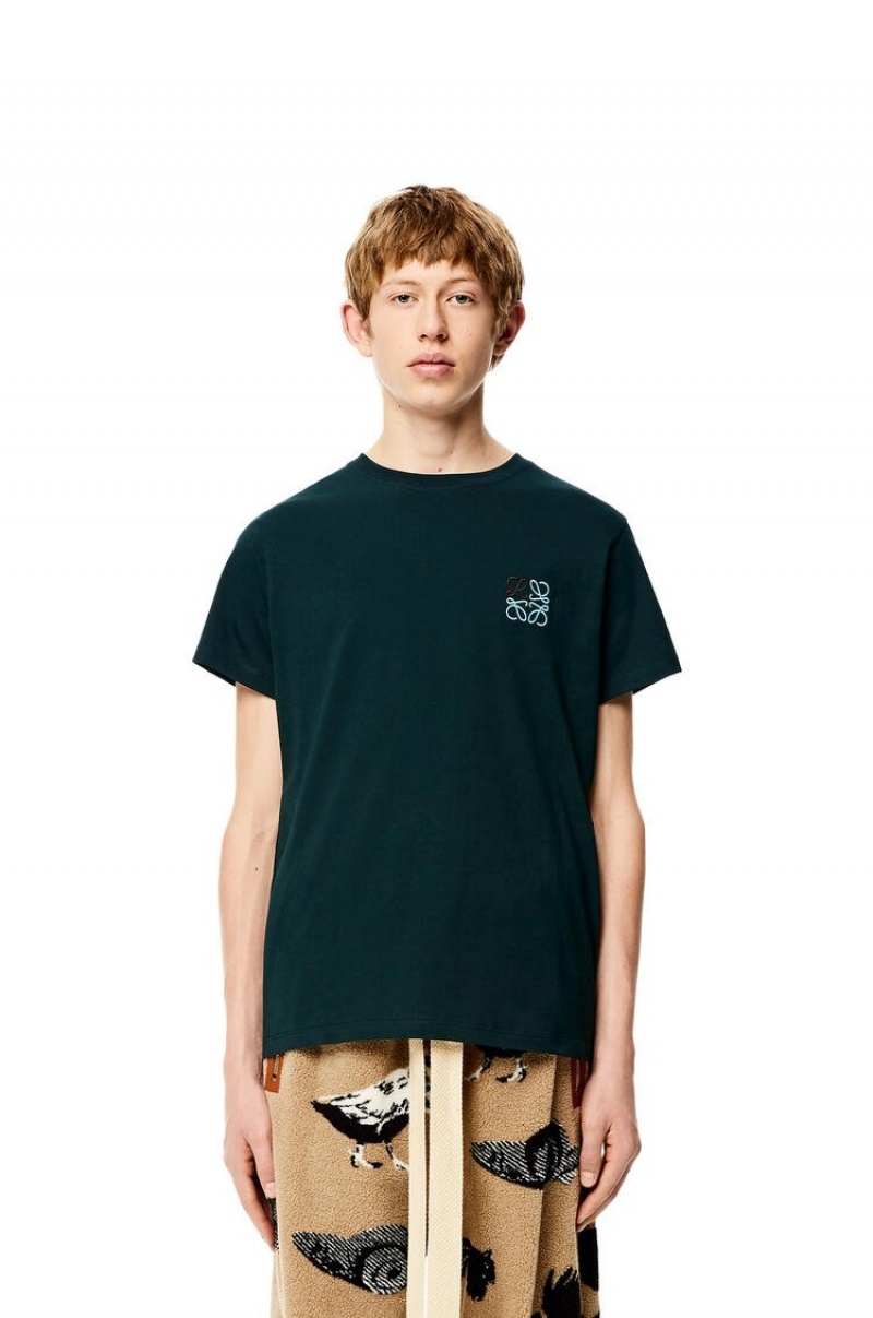 Camiseta Loewe Anagram T-shirt in cotton Hombre Verde | 027EOZGVF