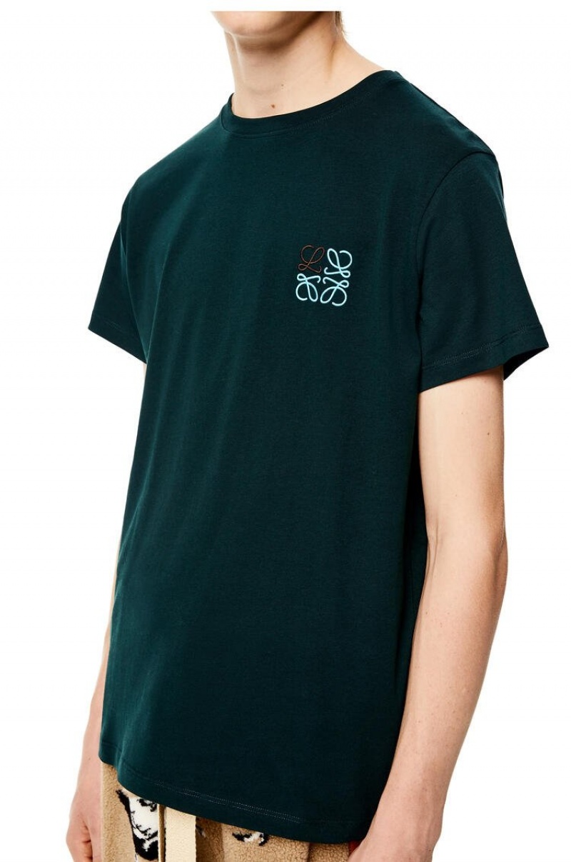 Camiseta Loewe Anagram T-shirt in cotton Hombre Verde | 027EOZGVF