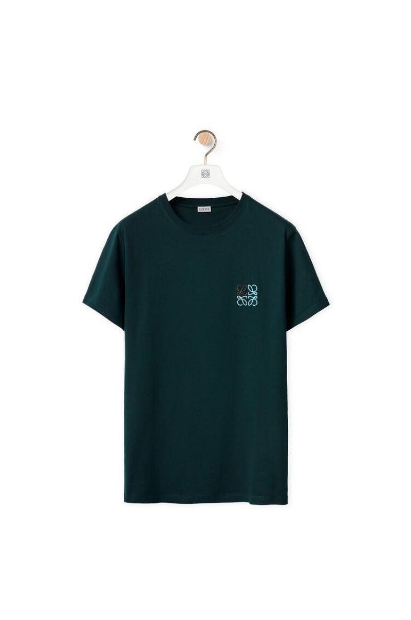 Camiseta Loewe Anagram T-shirt in cotton Hombre Verde | 027EOZGVF