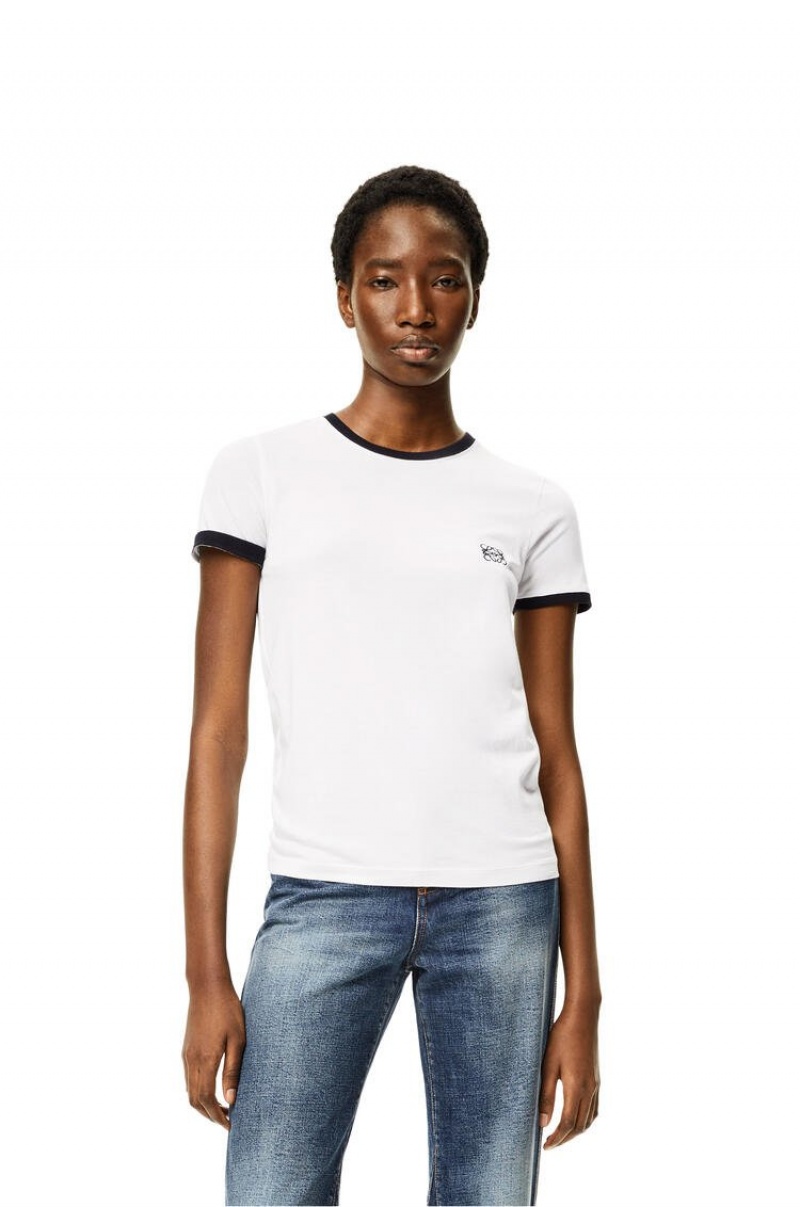 Camiseta Loewe Anagram T-shirt in cotton Mujer Blancas | 567RJPBIV