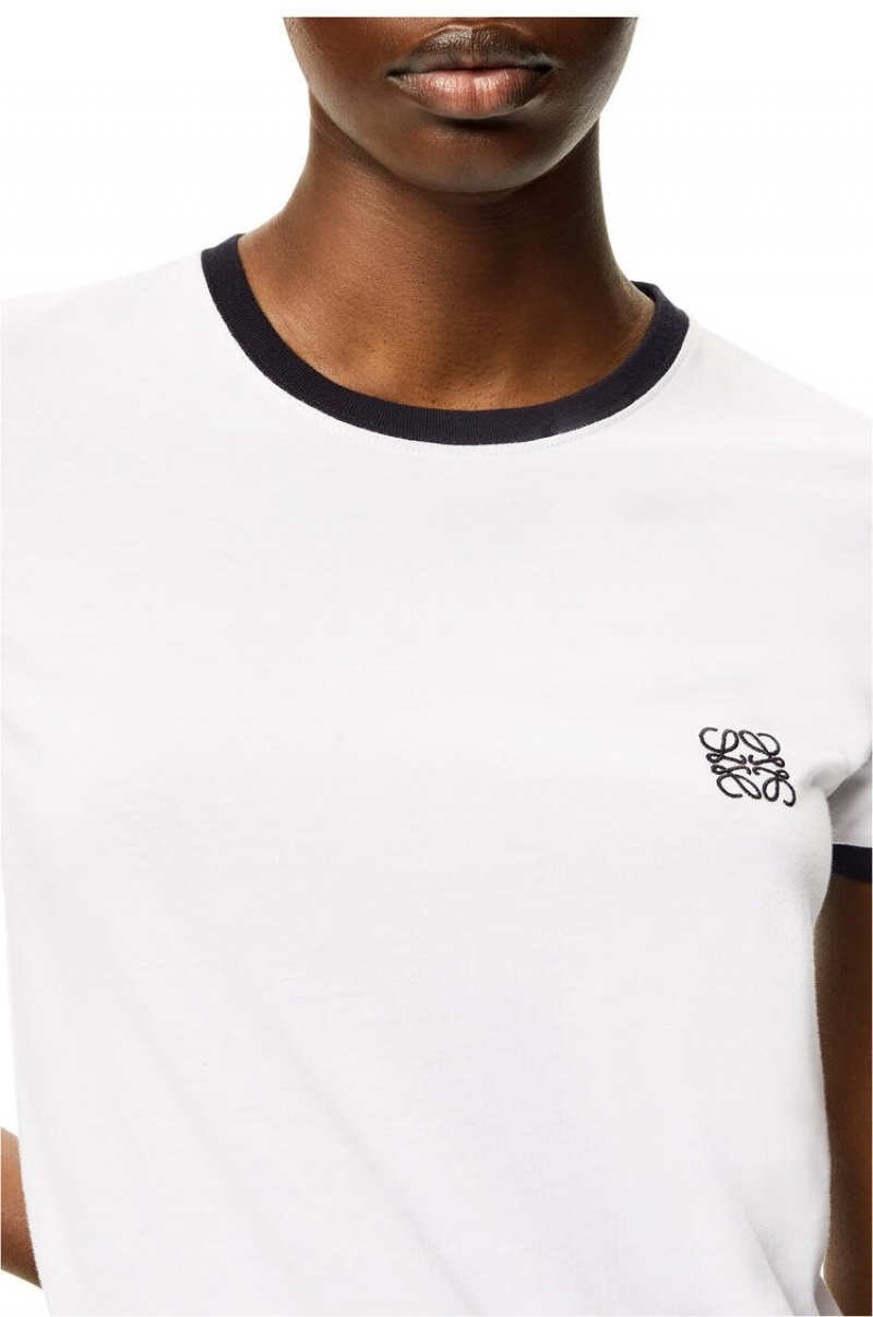 Camiseta Loewe Anagram T-shirt in cotton Mujer Blancas | 567RJPBIV