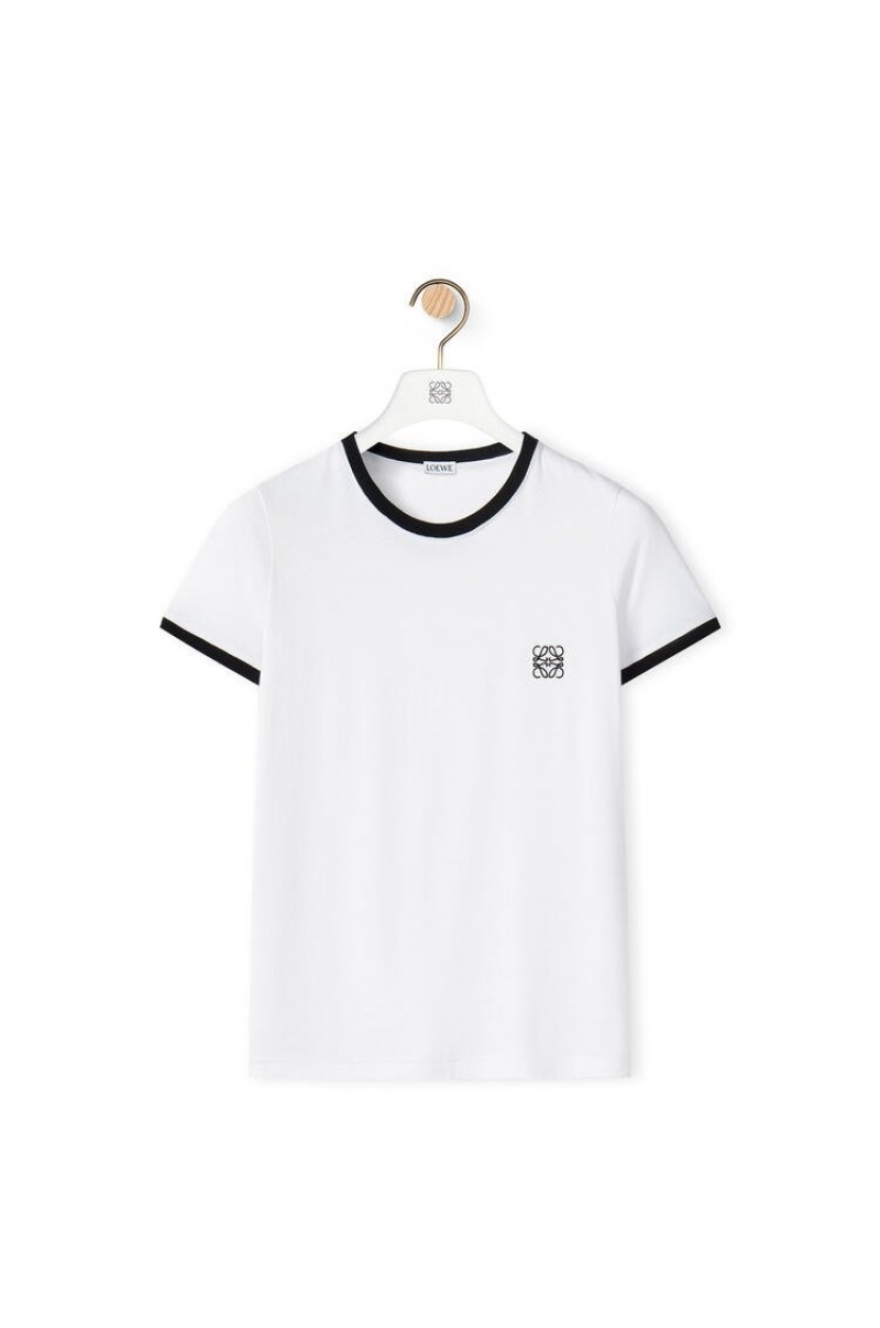 Camiseta Loewe Anagram T-shirt in cotton Mujer Blancas | 567RJPBIV