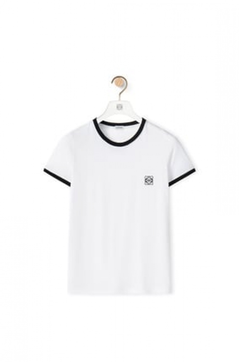 Camiseta Loewe Anagram T-shirt in cotton Mujer Blancas | 567RJPBIV