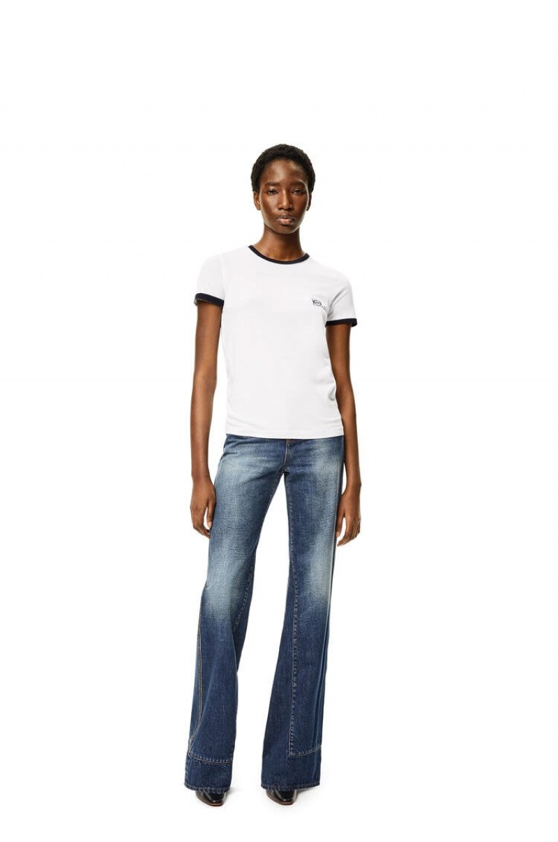 Camiseta Loewe Anagram T-shirt in cotton Mujer Blancas | 567RJPBIV