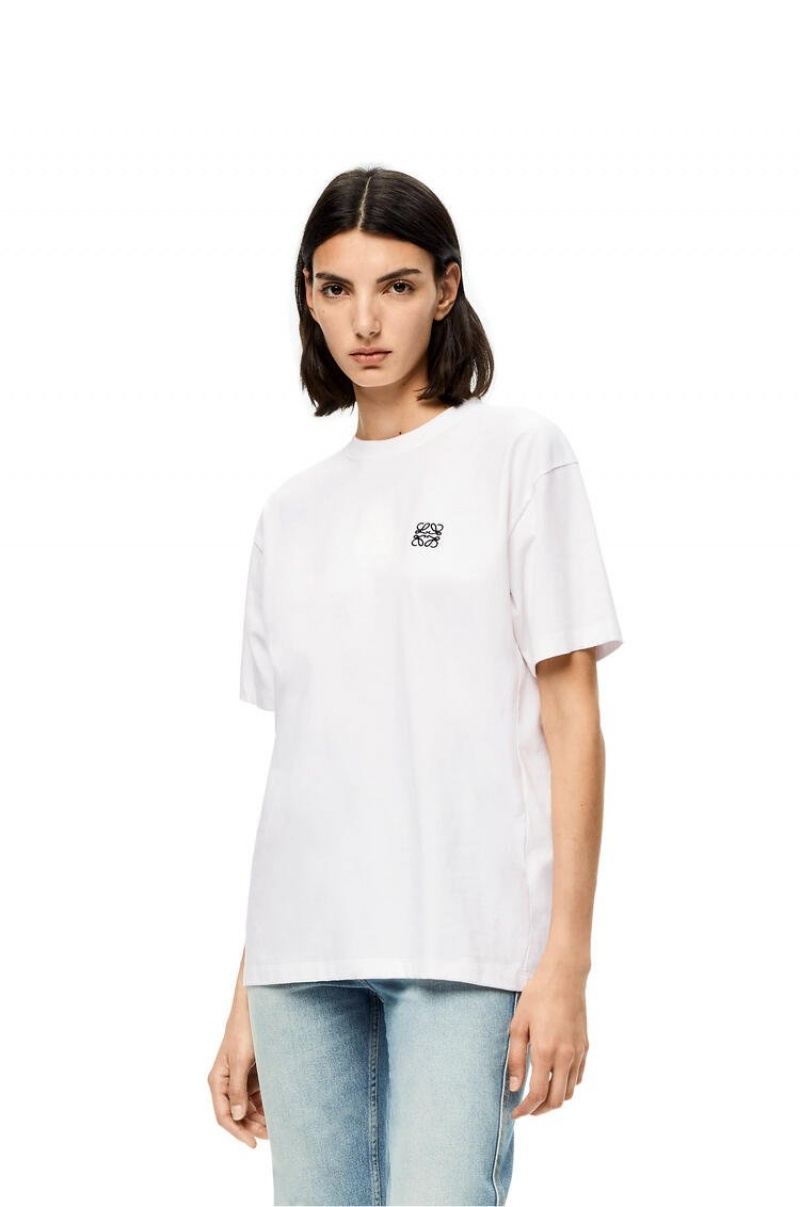 Camiseta Loewe Anagram T-shirt in cotton Mujer Blancas | 092CNOZKF