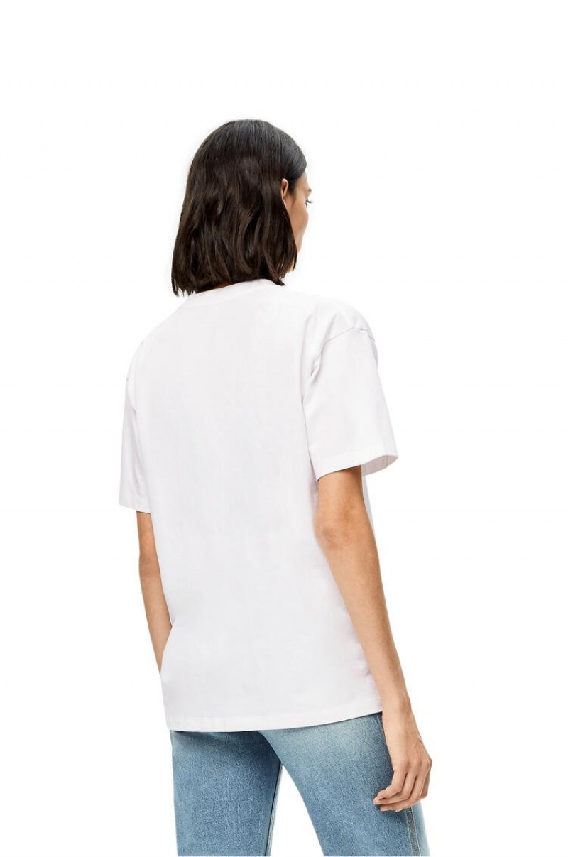 Camiseta Loewe Anagram T-shirt in cotton Mujer Blancas | 092CNOZKF