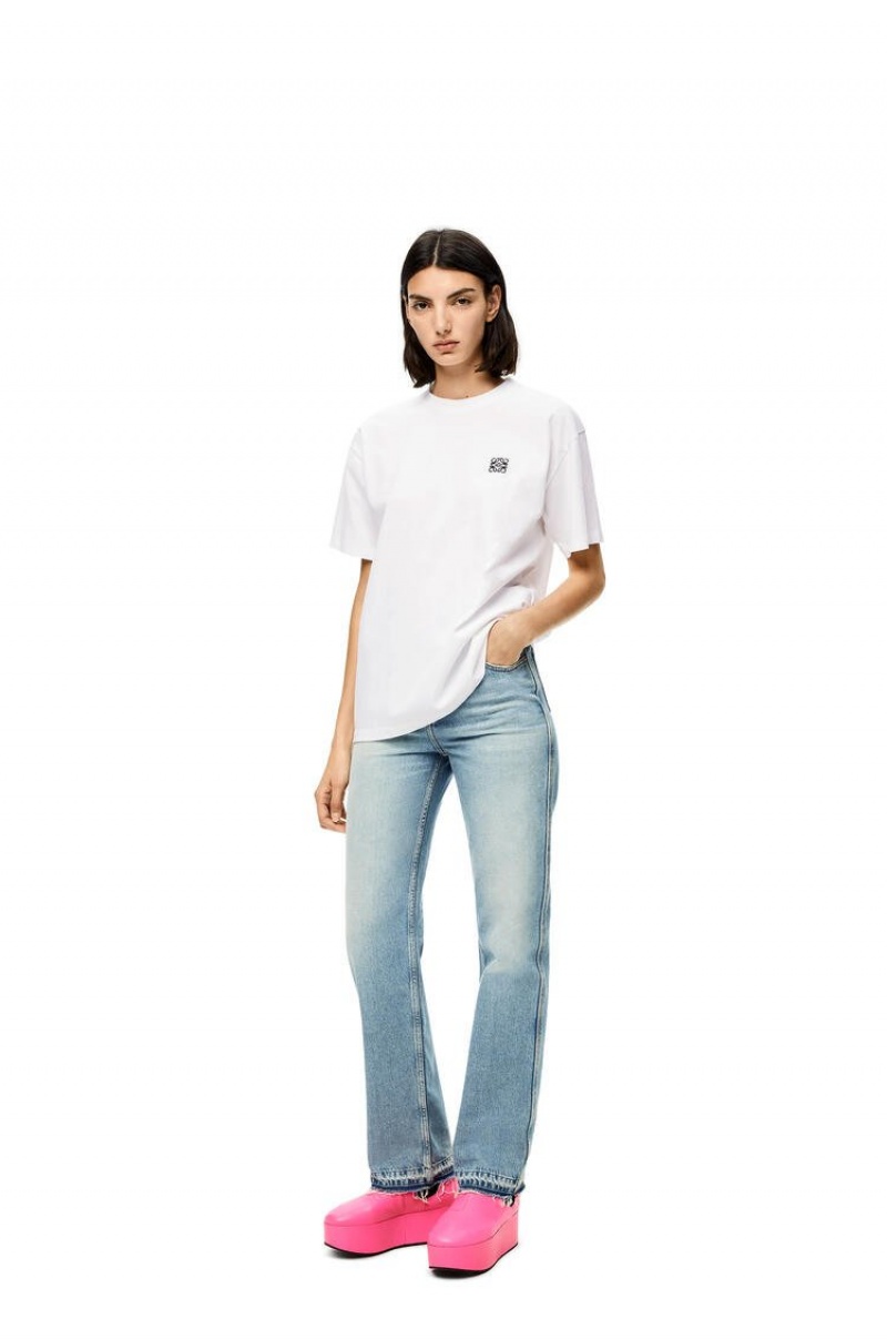 Camiseta Loewe Anagram T-shirt in cotton Mujer Blancas | 092CNOZKF