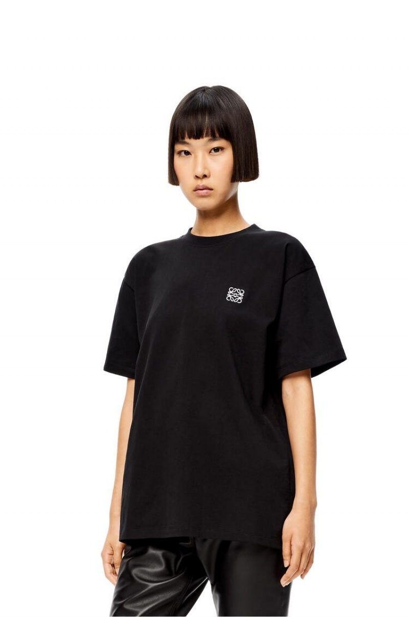 Camiseta Loewe Anagram T-shirt in cotton Mujer Negras | 928WNMUTH