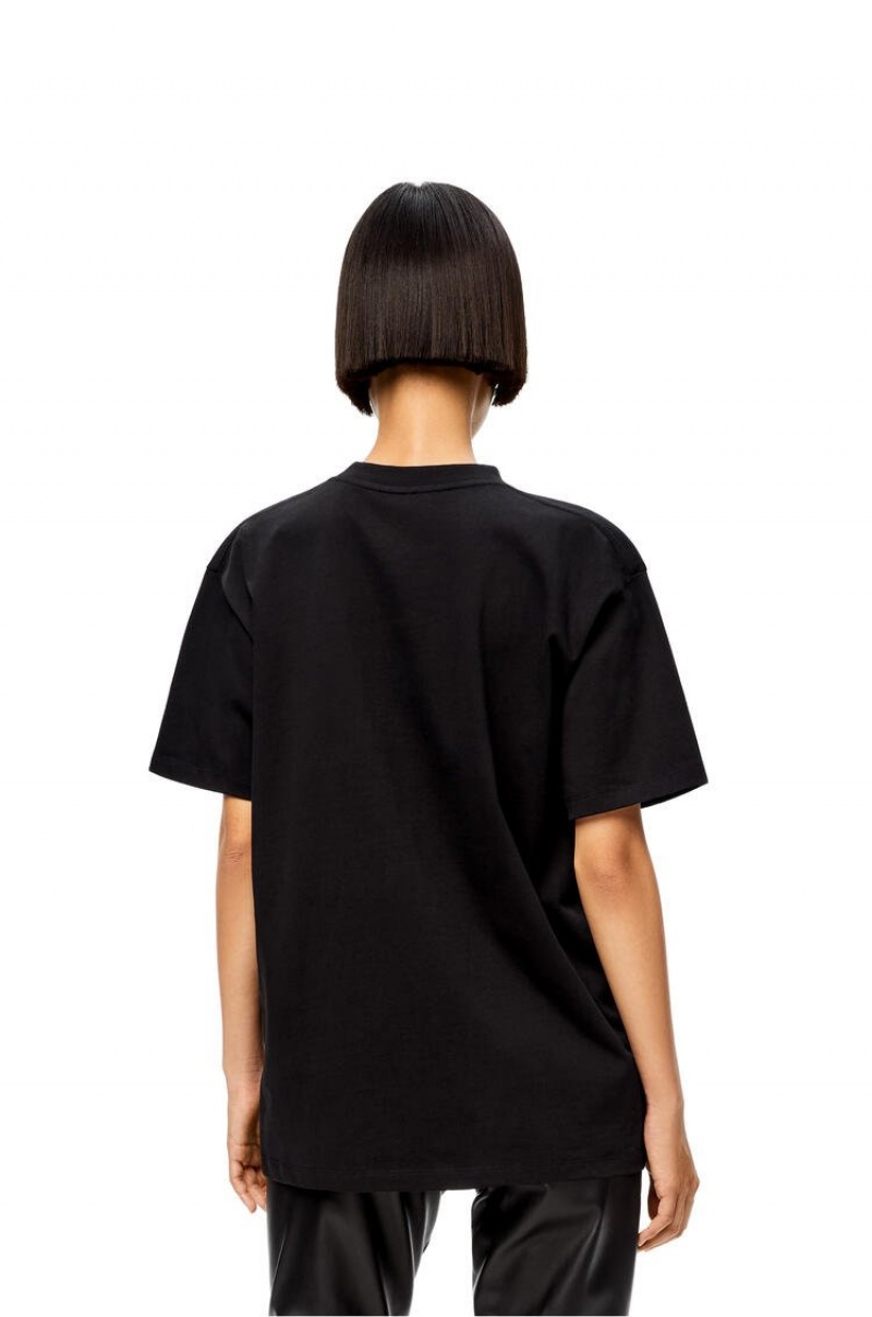 Camiseta Loewe Anagram T-shirt in cotton Mujer Negras | 928WNMUTH