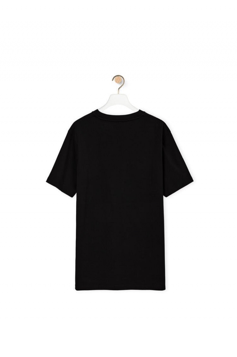 Camiseta Loewe Anagram T-shirt in cotton Mujer Negras | 984WYXOHS