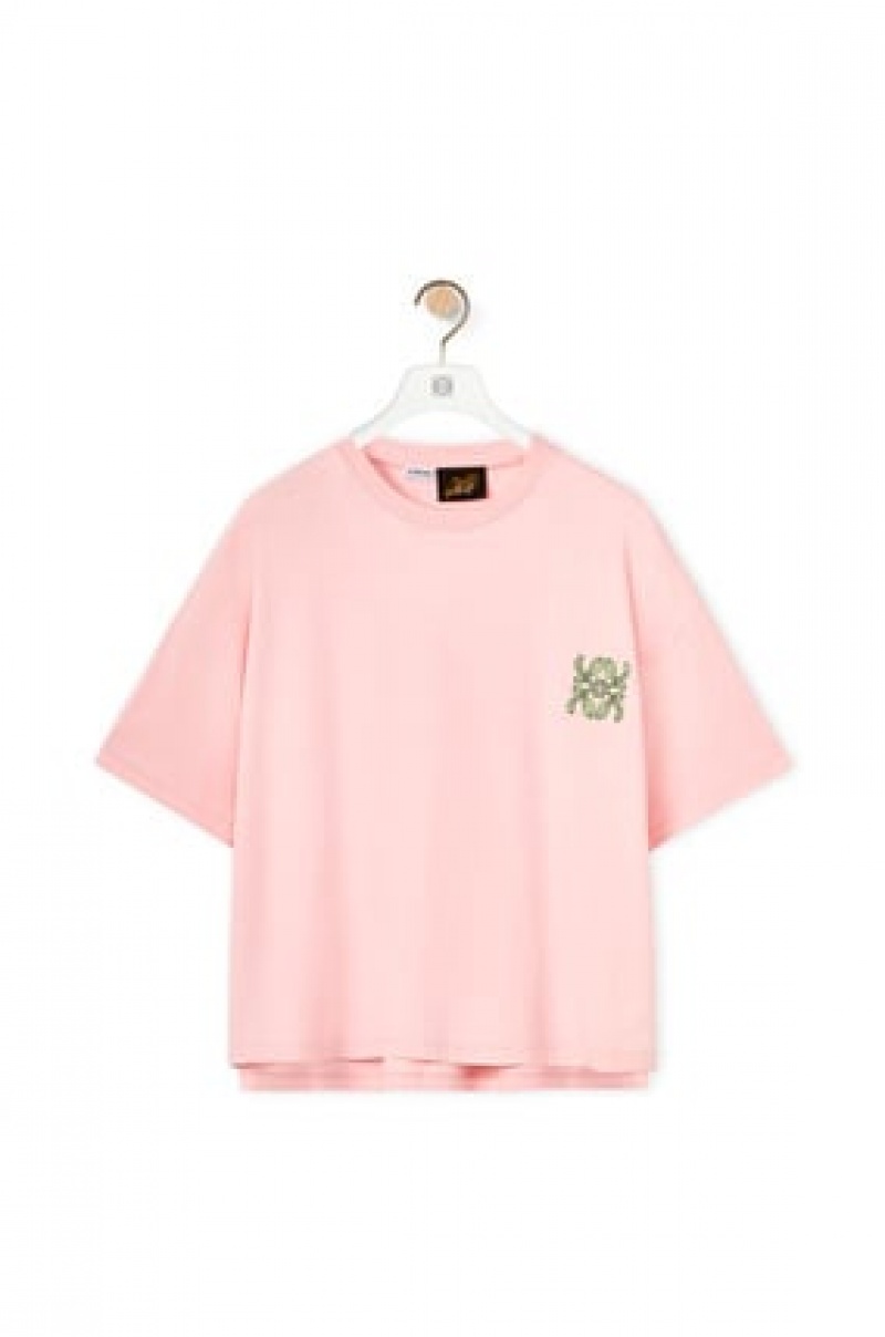 Camiseta Loewe Anagram cactus T-shirt in cotton Mujer Ecru | 389FTRQNH