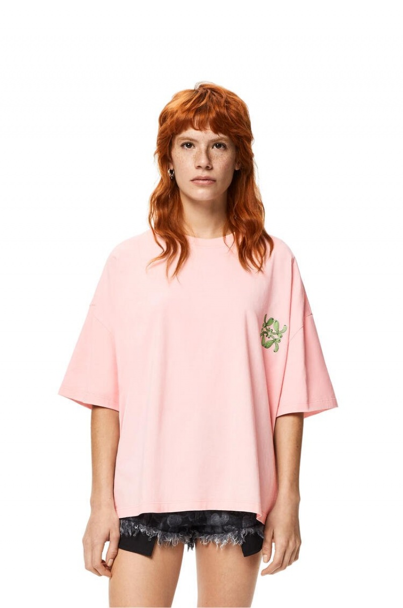 Camiseta Loewe Anagram cactus T-shirt in cotton Mujer Dahlia | 647HLCZNT