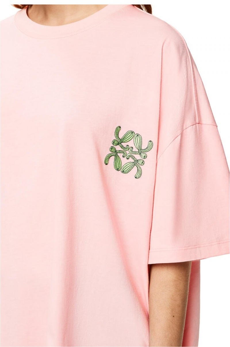 Camiseta Loewe Anagram cactus T-shirt in cotton Mujer Dahlia | 647HLCZNT