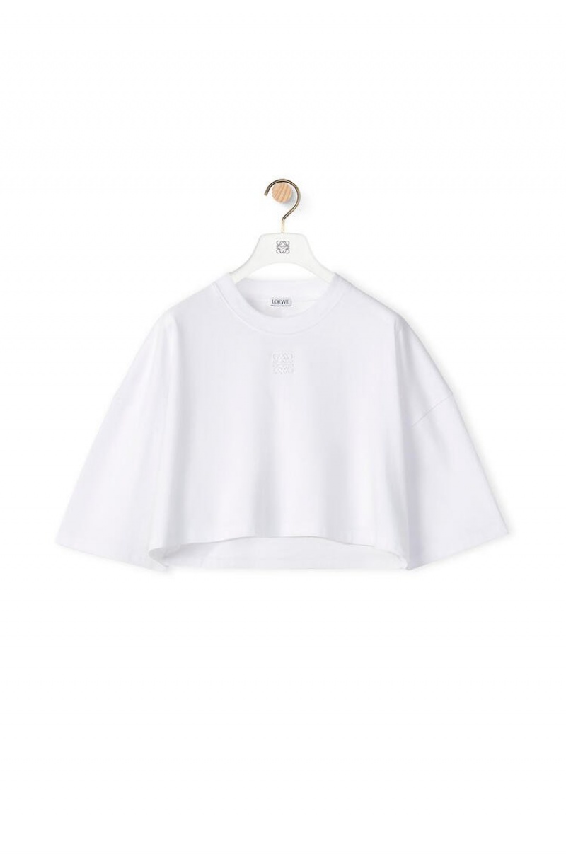 Camiseta Loewe Anagram cropped T-shirt in cotton Mujer Blancas | 290MBVJAU