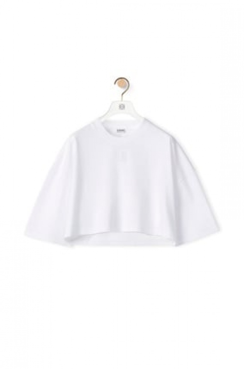 Camiseta Loewe Anagram cropped T-shirt in cotton Mujer Blancas | 290MBVJAU