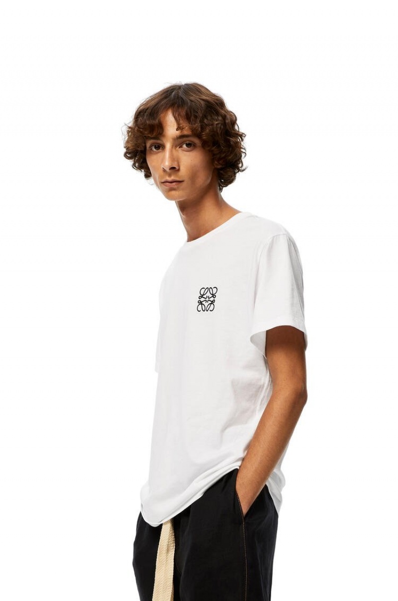 Camiseta Loewe Anagram embroidered t-shirt in cotton Hombre Blancas | 617ECRUBT