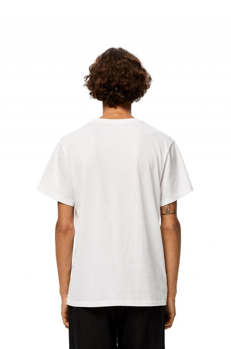 Camiseta Loewe Anagram embroidered t-shirt in cotton Hombre Blancas | 617ECRUBT