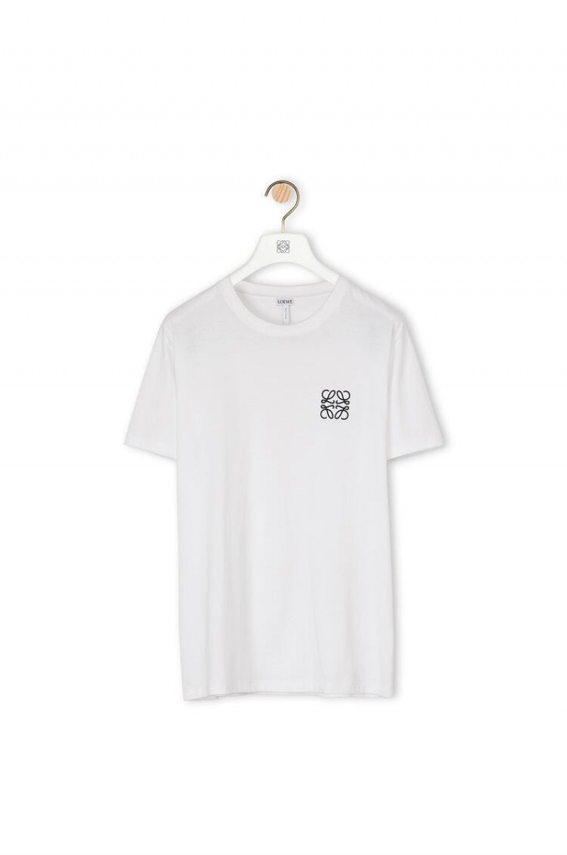 Camiseta Loewe Anagram embroidered t-shirt in cotton Hombre Blancas | 617ECRUBT