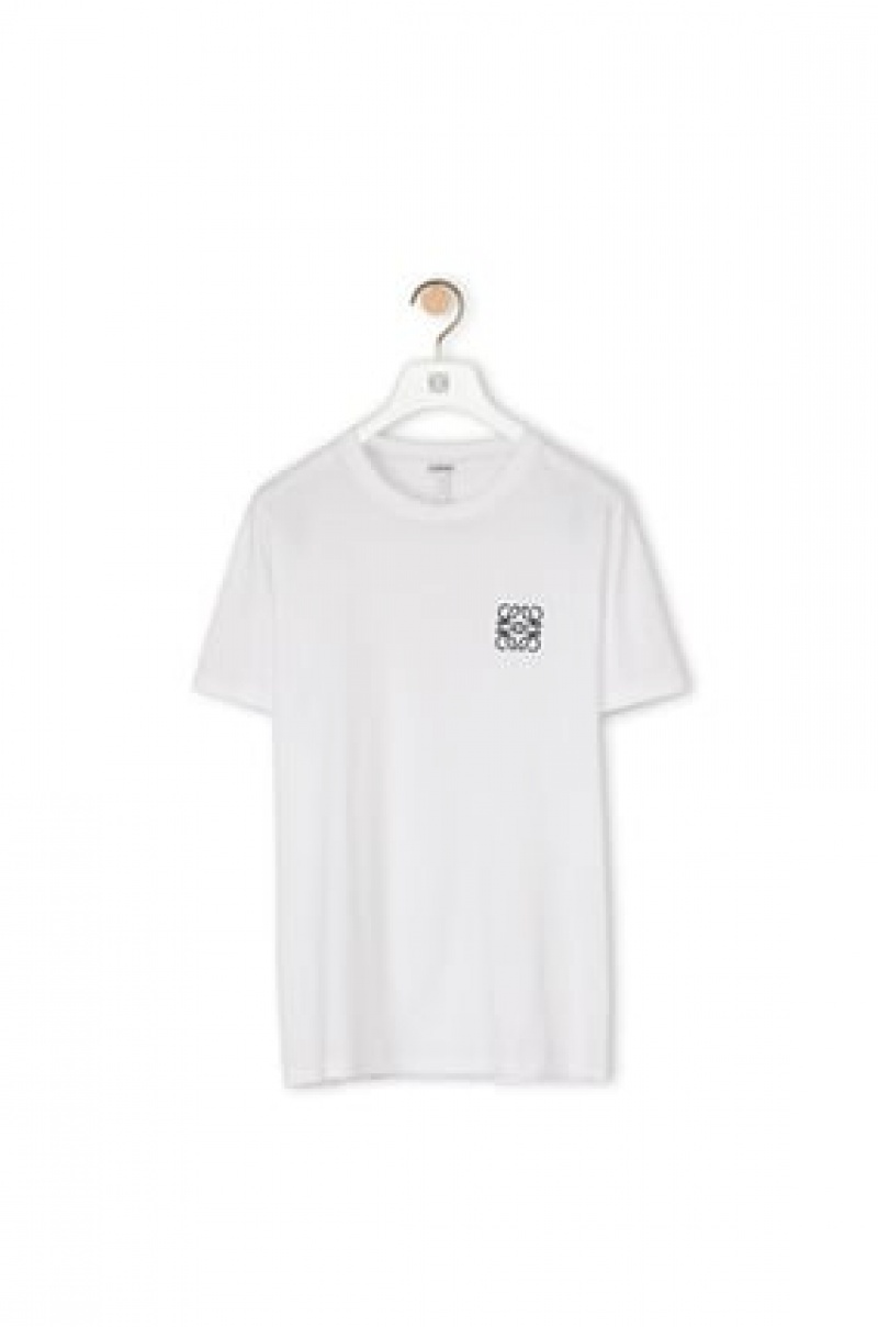 Camiseta Loewe Anagram embroidered t-shirt in cotton Hombre Blancas | 617ECRUBT