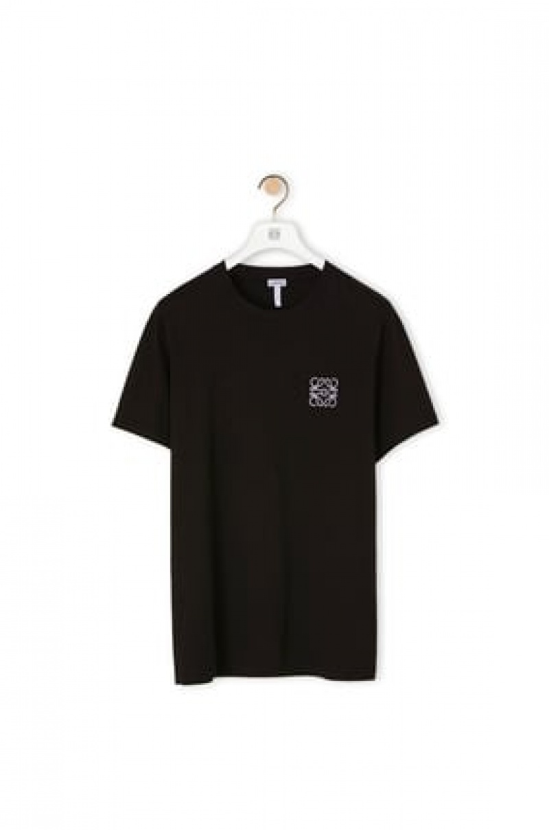 Camiseta Loewe Anagram embroidered t-shirt in cotton Hombre Negras | 654JWIVKR