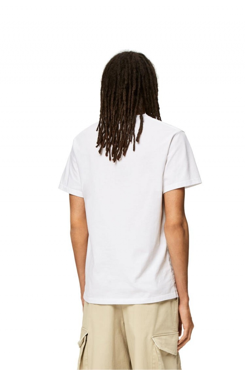 Camiseta Loewe Anagram fake pocket T-shirt in cotton Hombre Blancas | 214EPCIHW