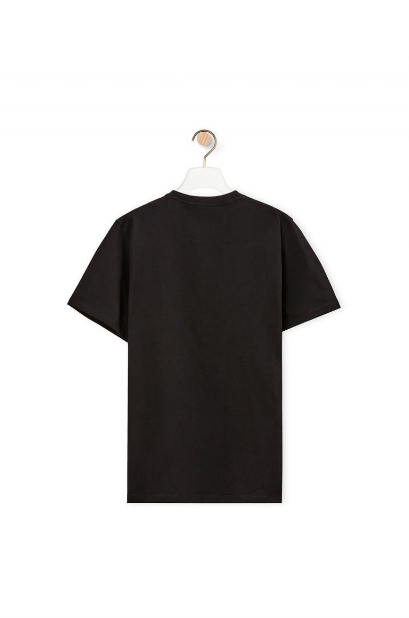 Camiseta Loewe Anagram fake pocket T-shirt in cotton Hombre Negras | 623KBIFML