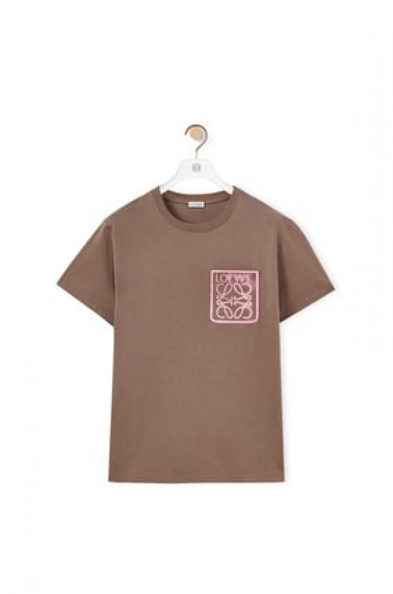 Camiseta Loewe Anagram fake pocket T-shirt in cotton Hombre Gris | 409YCHJEZ