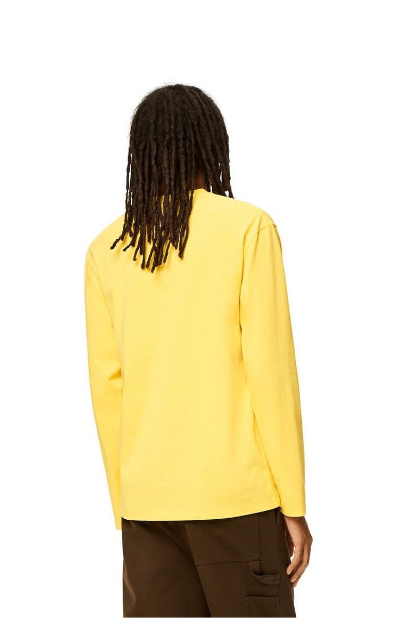 Camiseta Loewe Anagram fake pocket long sleeve T-shirt in cotton Hombre Amarillo | 214ZKMLOB