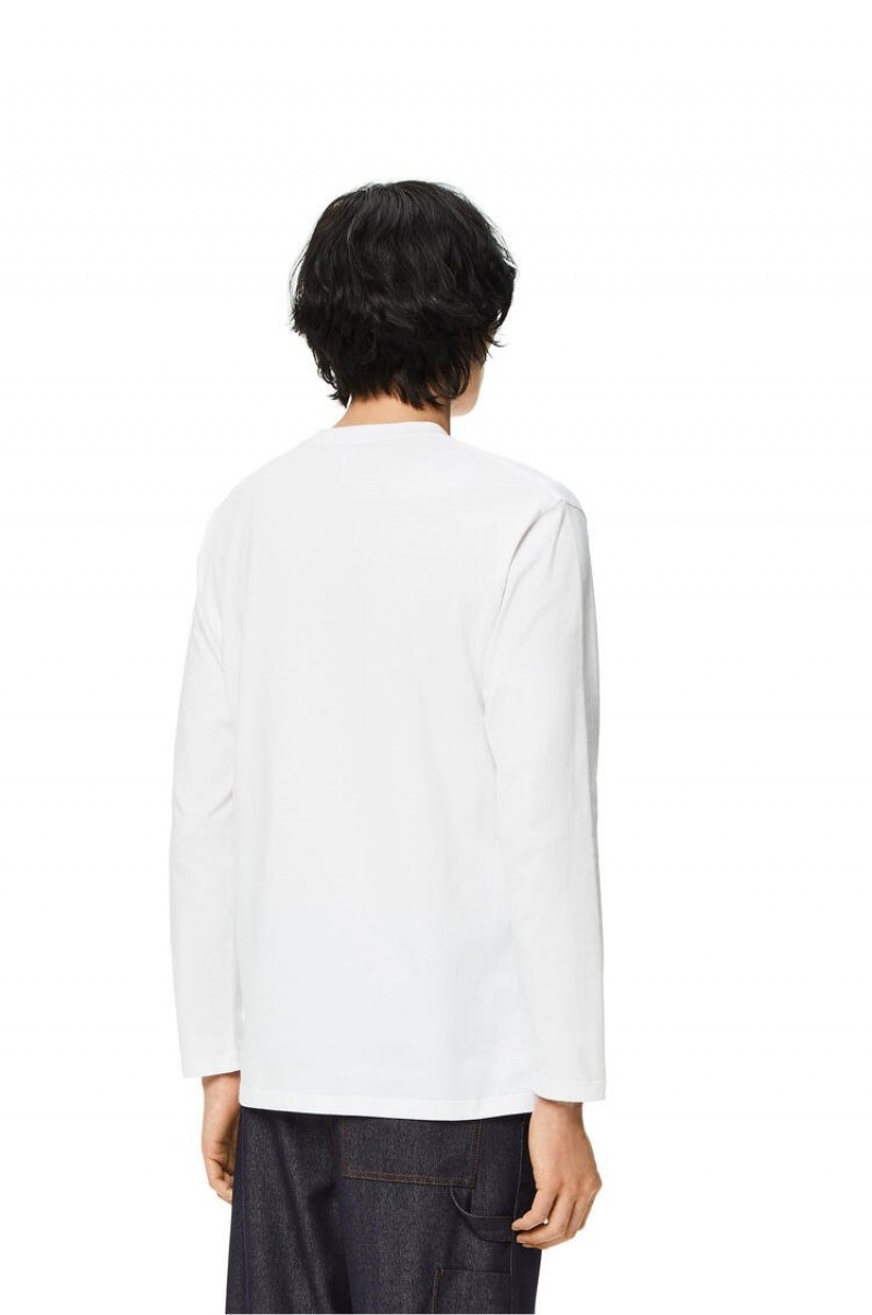 Camiseta Loewe Anagram long sleeve T-shirt in cotton Hombre Blancas | 592NZYEGW