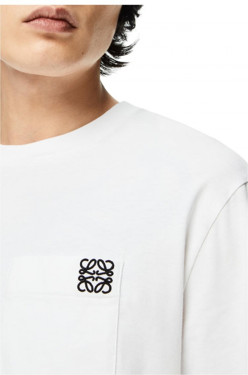 Camiseta Loewe Anagram long sleeve T-shirt in cotton Hombre Blancas | 592NZYEGW