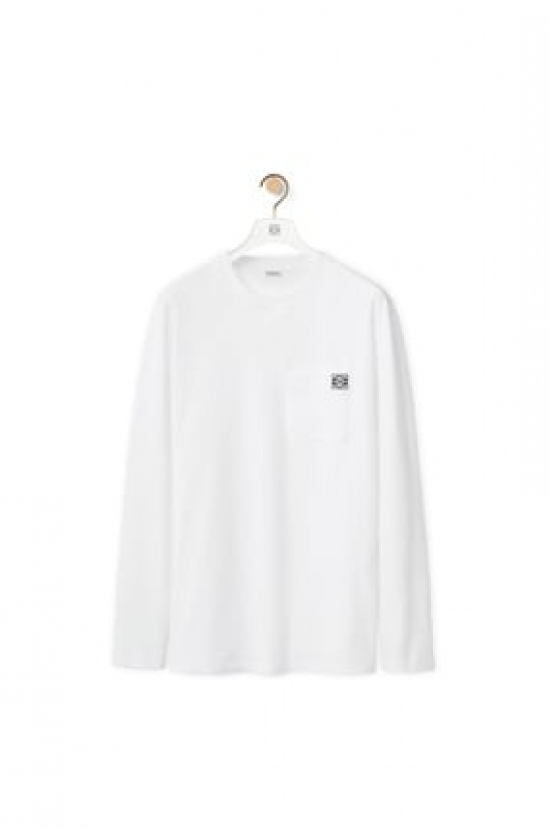 Camiseta Loewe Anagram long sleeve T-shirt in cotton Hombre Blancas | 592NZYEGW