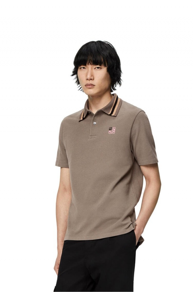 Camiseta Loewe Anagram polo in cotton Hombre Gris | 165ZQCEKO