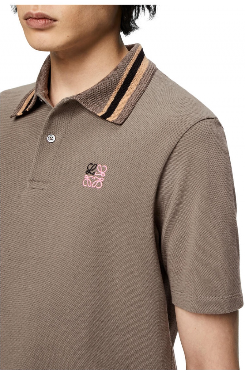 Camiseta Loewe Anagram polo in cotton Hombre Gris | 165ZQCEKO