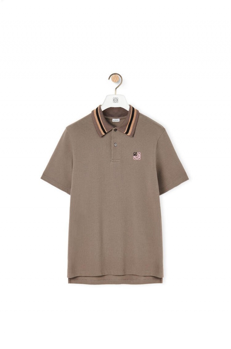 Camiseta Loewe Anagram polo in cotton Hombre Gris | 165ZQCEKO