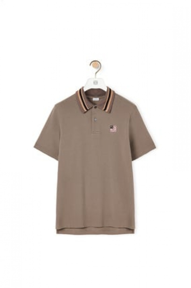 Camiseta Loewe Anagram polo in cotton Hombre Gris | 165ZQCEKO