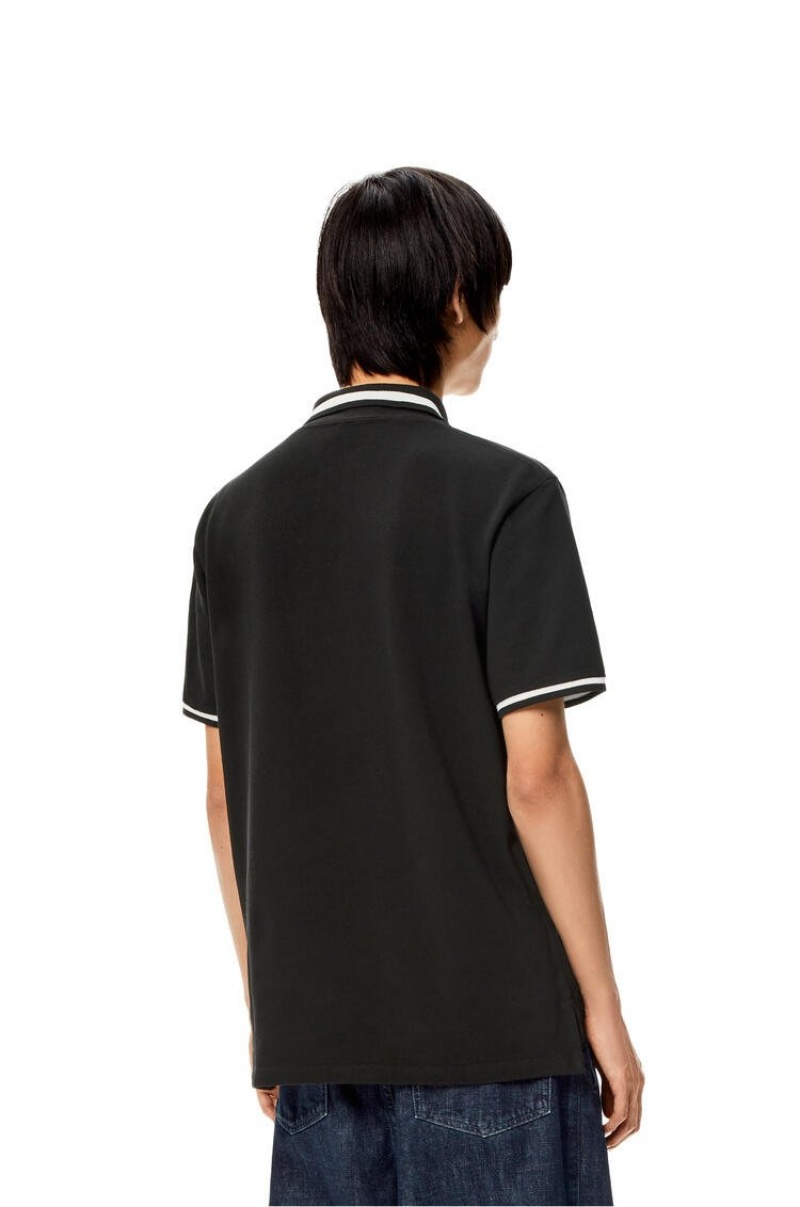 Camiseta Loewe Anagram polo in cotton Hombre Negras | 895MKITVJ