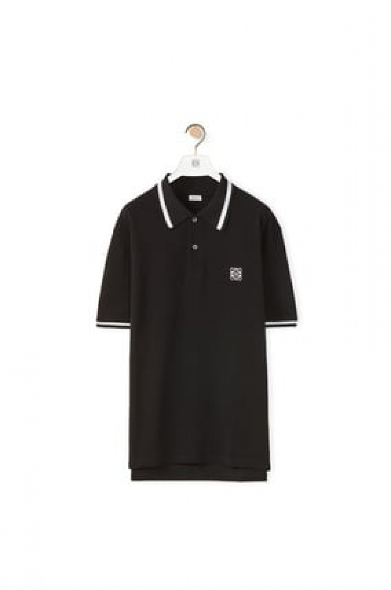 Camiseta Loewe Anagram polo in cotton Hombre Negras | 895MKITVJ