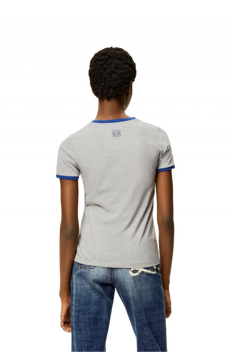 Camiseta Loewe Apple print T-shirt in cotton Mujer Gris | 570GBHJKT