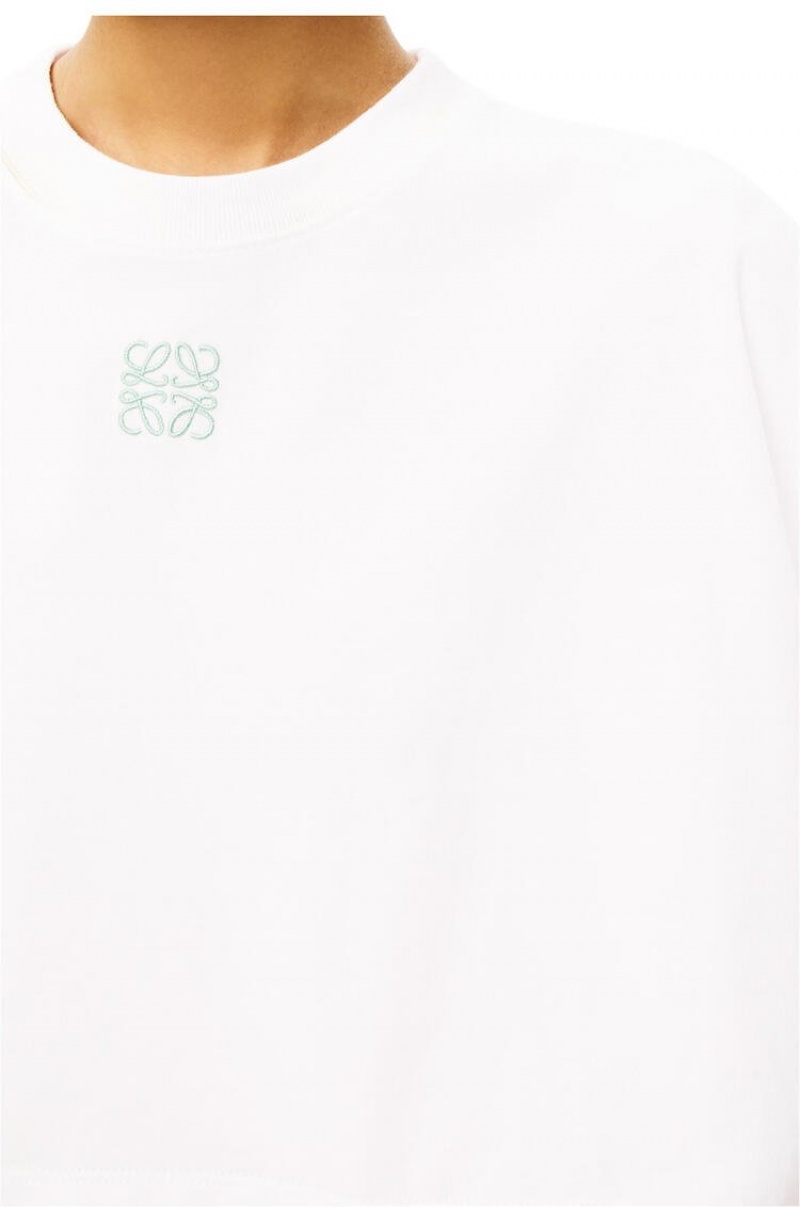 Camiseta Loewe Cropped Anagram T-shirt in cotton Mujer Blancas | 386DMSFTI