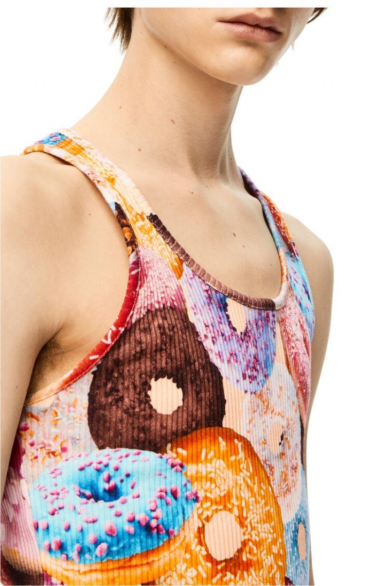 Camiseta Loewe Doughnuts ribbed tank top in cotton Hombre Multicolor | 789IZSVCK