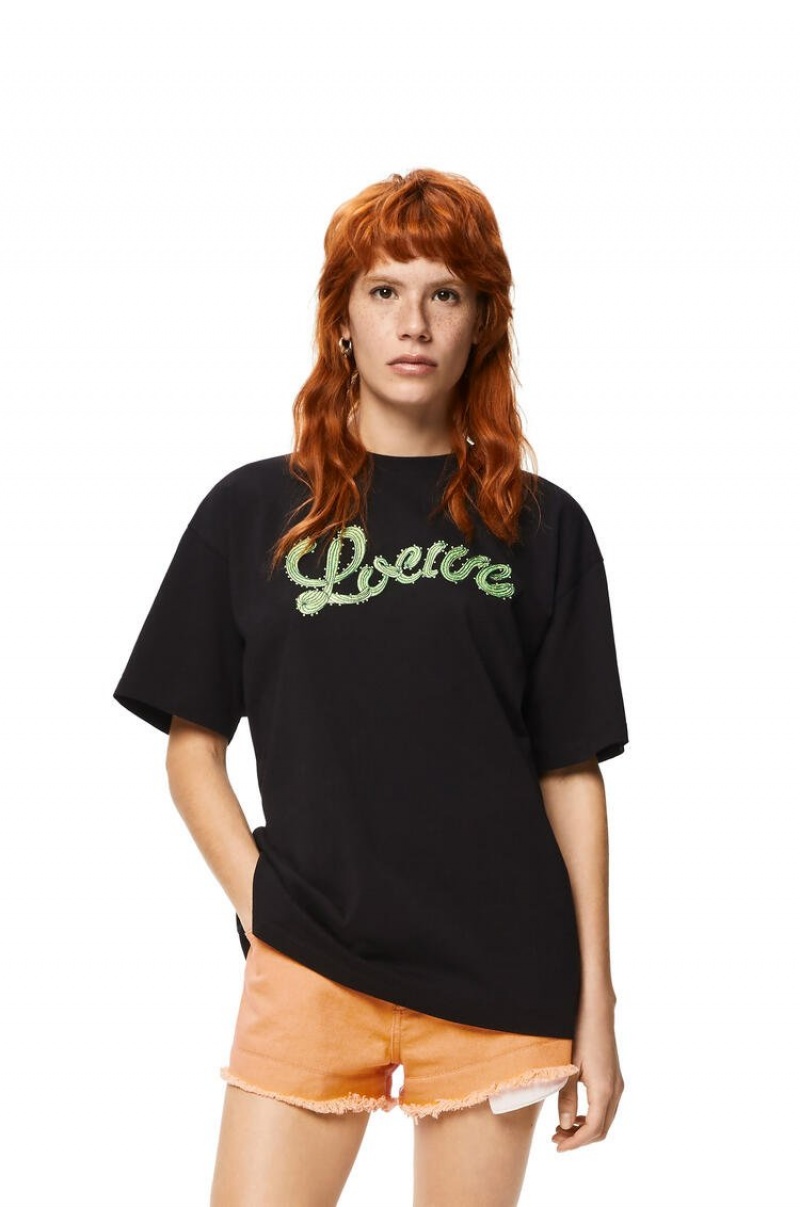 Camiseta Loewe LOEWE cactus T-shirt in cotton Mujer Negras | 362IVJCEN