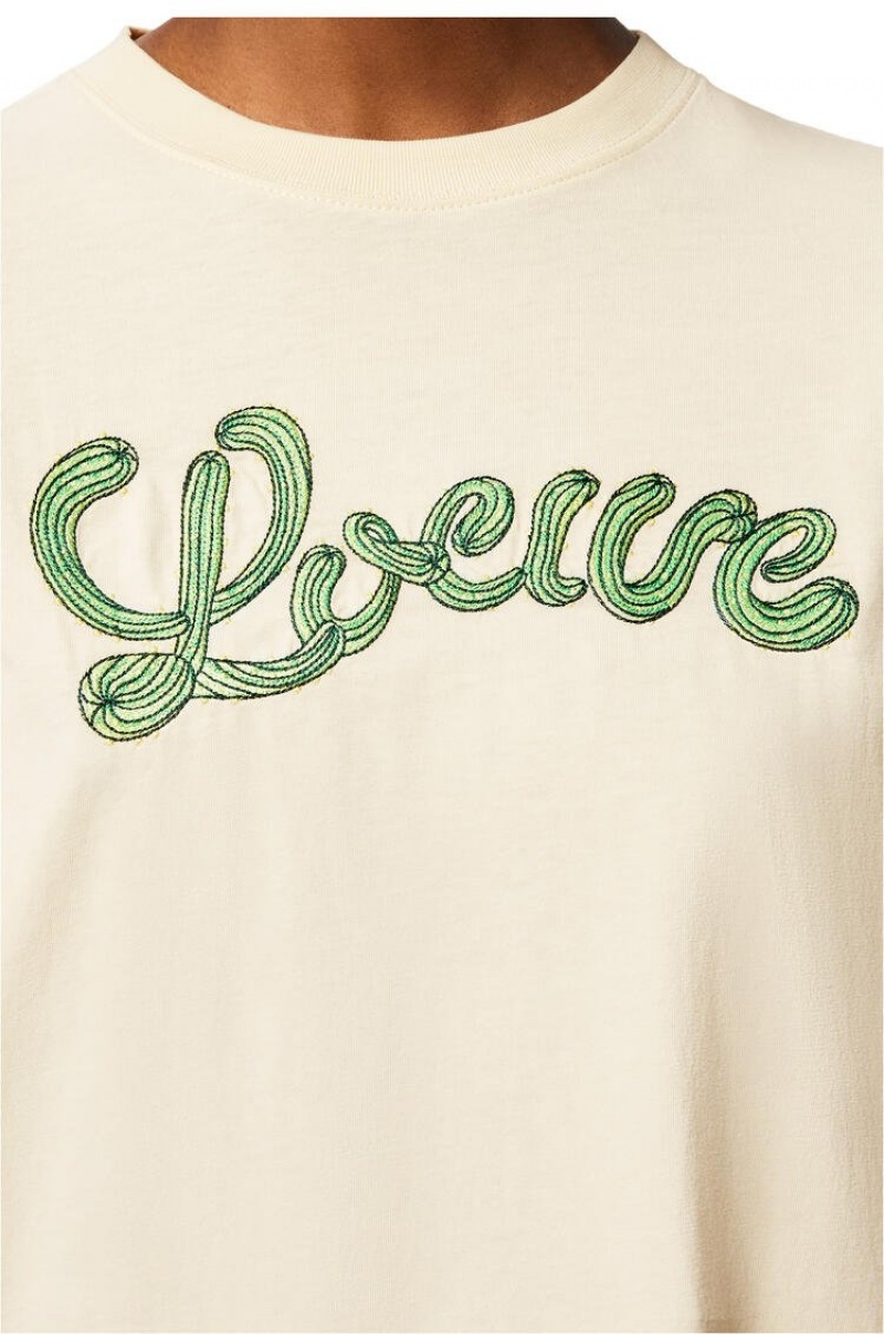 Camiseta Loewe LOEWE cactus T-shirt in cotton Mujer Ecru | 425JMEBLG