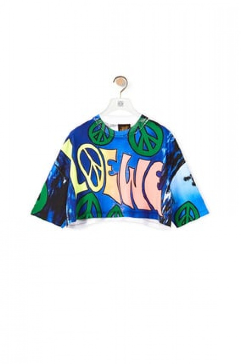 Camiseta Loewe LOEWE peace cropped T-shirt in cotton Mujer Multicolor | 861OQUMSV