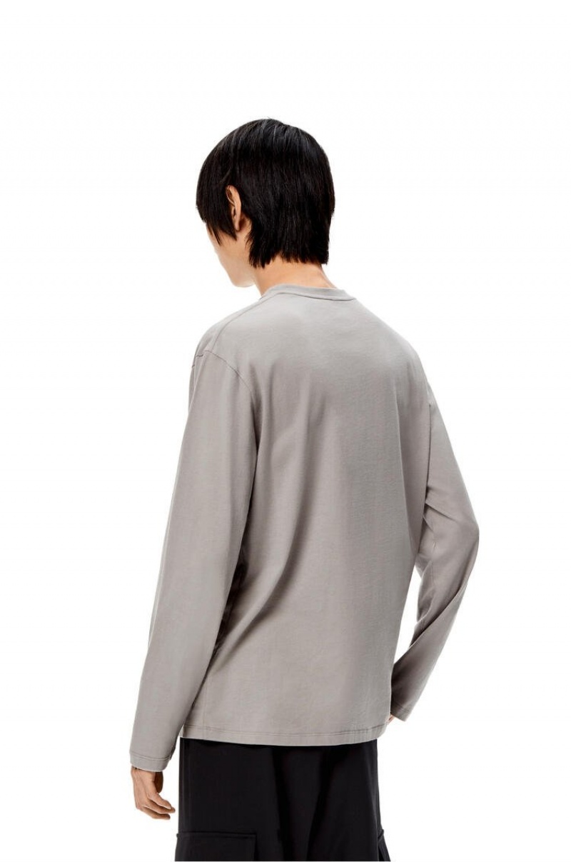 Camiseta Loewe Long sleeve T-shirt in cotton Hombre Gris Oscuro | 285JTNSHM