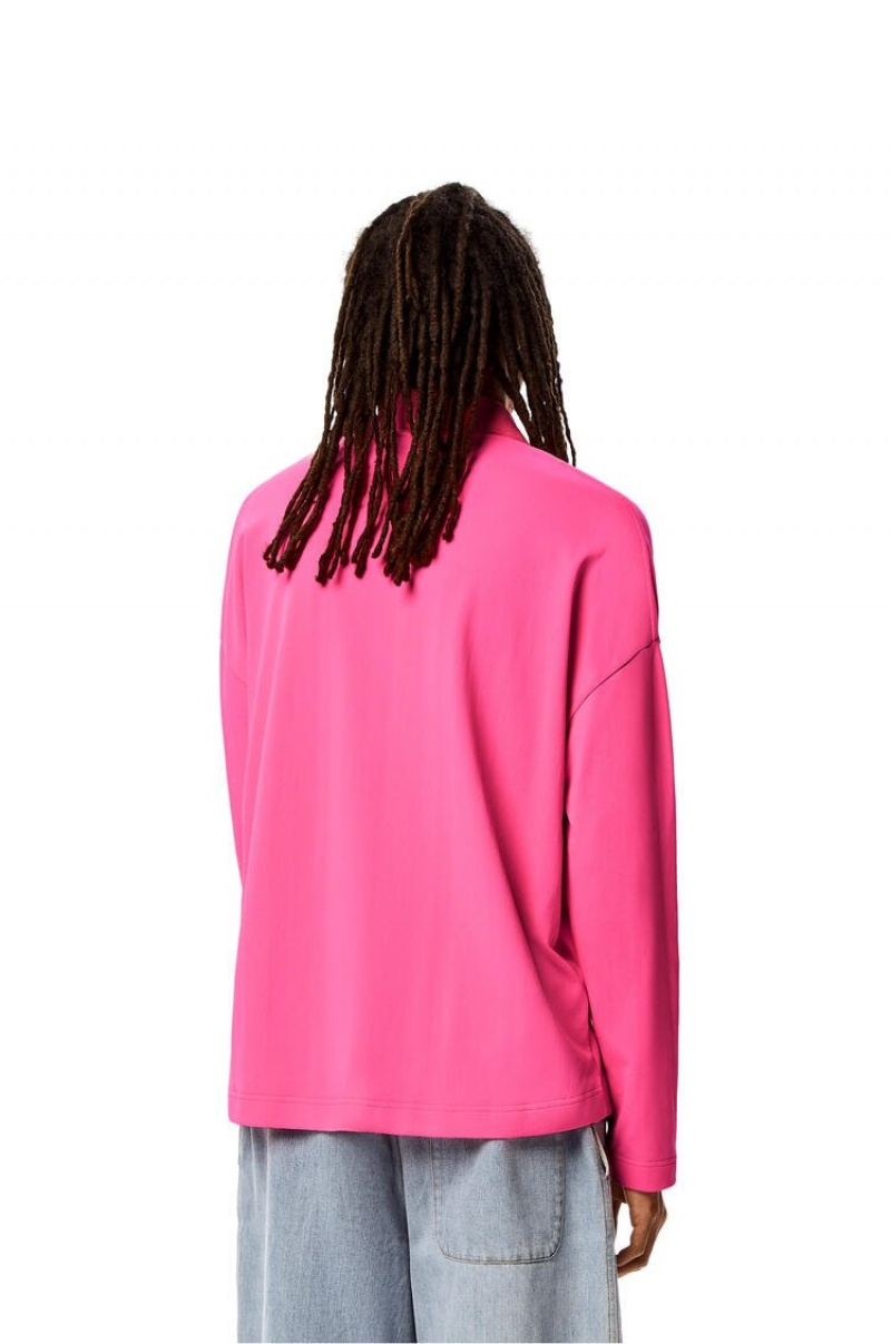 Camiseta Loewe Long sleeve polo top in polyamide Hombre Rosas | 647HNAIQO